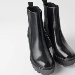 New Chunky Heel Black Zara Ankle Boots